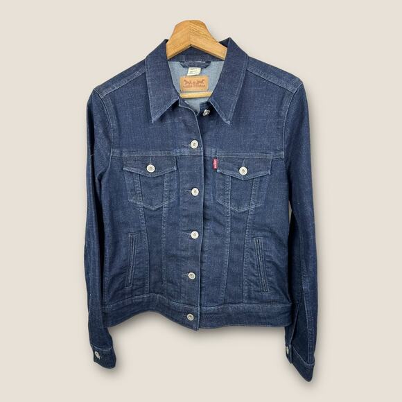 Levis Womens size Medium Retro Style Red Label Denim Jean Jacket Cowgirl Country - Picture 1 of 11